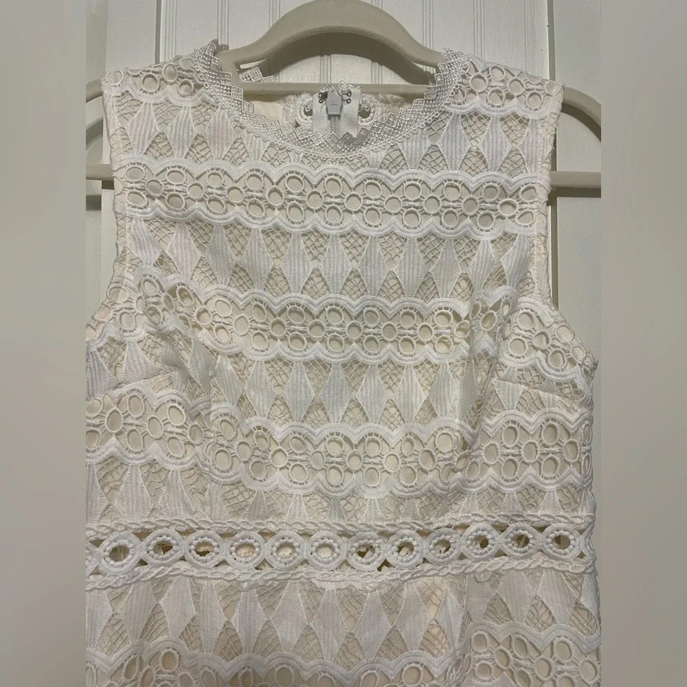 NWT Lulu’s White & Cream Crochet Sleeveless Dress, Size M, Bridal Shower Dress - Picture 5 of 11